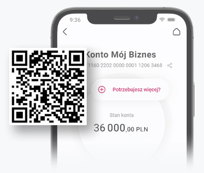 Zeskanuj telefonem kod QR aby pobrać aplikację Banku Millennium